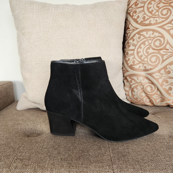 Kensie Lyden Suede Leather Ankle Booties Pointed Toe in Black 10 - Picture 4 of 8